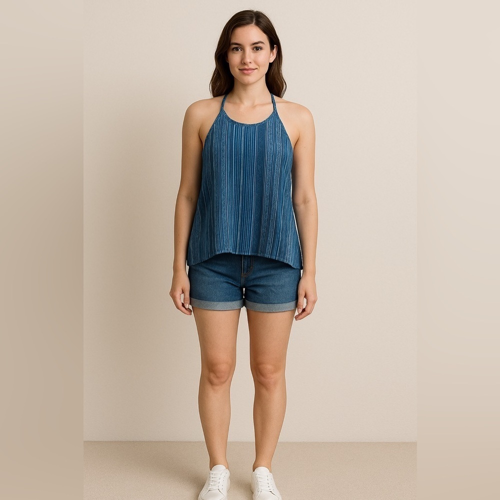 O’Neill Blue Aztec Tribal Boho Tank Top Women’s Size Small Beach Coastal Western